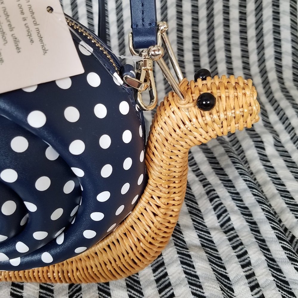 Kate Spade Scarlett Snail Wicker Crossbody Blue - Picture 8 of 11